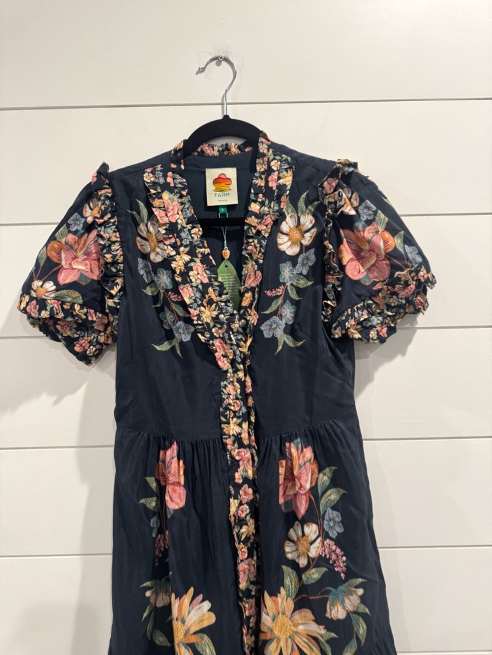 NWT Farm Rio navy blue short sleeve Maria floral maxi dress - Picture 6 of 11